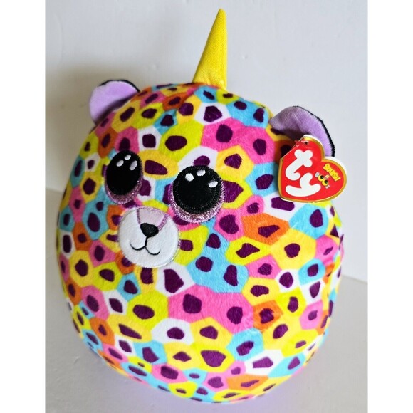 Rainbow Squish-A-Boos Plush Giselle TY Squishies Leopard 10 Inch May 12 Birthday - Picture 3 of 14